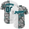 Custom White Black-Lakes Blue 3D Pattern Design Vintage Tattoos Authentic Baseball Jersey