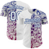 Custom White Royal 3D Pattern Design Vintage Tattoos Authentic Baseball Jersey