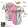 Custom White Light Pink-Black 3D Pattern Design Vintage Tattoos Authentic Baseball Jersey