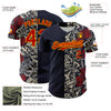 Custom Navy Red-Gold 3D Pattern Design Vintage Tattoos Authentic Baseball Jersey