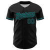 Custom Black Teal 3D Halloween Authentic Baseball Jersey