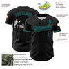 Custom Black Teal 3D Halloween Authentic Baseball Jersey