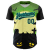 Custom Green Black-Aqua 3D Halloween Authentic Baseball Jersey