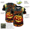 Custom Black Orange 3D Halloween Authentic Baseball Jersey