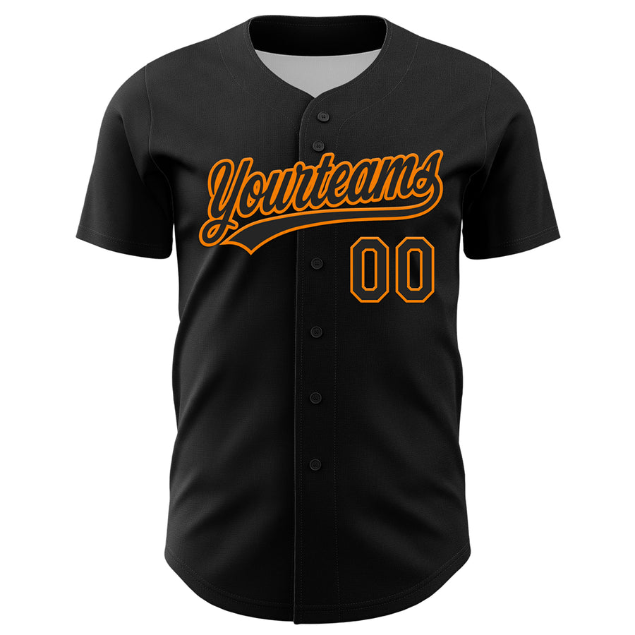 Custom Black Bay Orange 3D Halloween Authentic Baseball Jersey