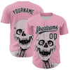 Custom Light Pink Black-Silver 3D Halloween Authentic Baseball Jersey