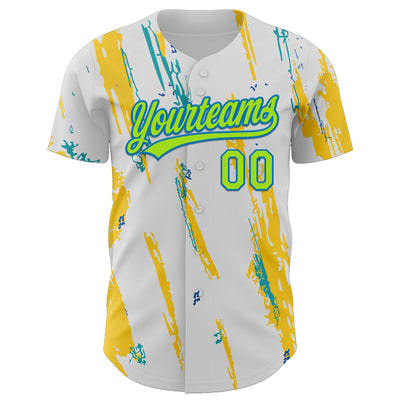 Custom White Neon Green-Blue 3D Halloween Authentic Baseball Jersey