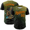 Custom Black Bay Orange 3D Halloween Authentic Baseball Jersey