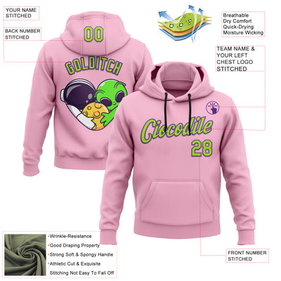 Custom Stitched Light Pink Neon Green-Purple 3D Halloween Sports Pullover Sweatshirt Hoodie