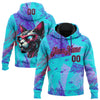 Custom Stitched Ice Blue Black-Hot Pink 3D Halloween Abstract Brush Stroke Sports Pullover Sweatshirt Hoodie