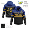 Custom Stitched Black Old Gold-Royal Line Sports Pullover Sweatshirt Hoodie