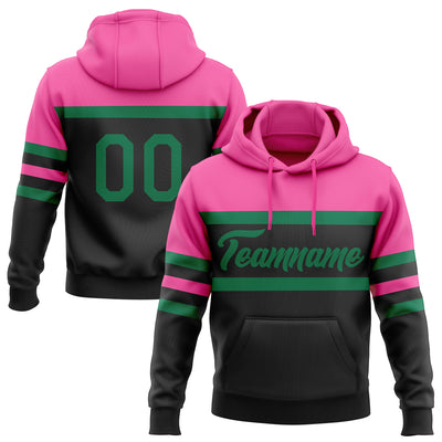 Custom Stitched Black Kelly Green-Pink Line Sports Pullover Sweatshirt Hoodie