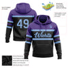 Custom Stitched Black Light Blue-Purple Line Sports Pullover Sweatshirt Hoodie