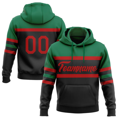 Custom Stitched Black Red-Kelly Green Line Sports Pullover Sweatshirt Hoodie