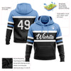 Custom Stitched Black White-Light Blue Line Sports Pullover Sweatshirt Hoodie