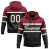 Custom Stitched Black Cream-Crimson Line Sports Pullover Sweatshirt Hoodie