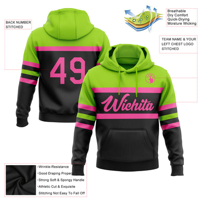 Custom Stitched Black Pink-Neon Green Line Sports Pullover Sweatshirt Hoodie