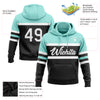 Custom Stitched Black White-Ice Blue Line Sports Pullover Sweatshirt Hoodie