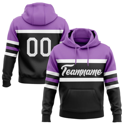 Custom Stitched Black White-Medium Purple Line Sports Pullover Sweatshirt Hoodie