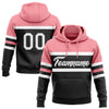 Custom Stitched Black White-Medium Pink Line Sports Pullover Sweatshirt Hoodie