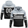 Custom Stitched Black White-Silver Line Sports Pullover Sweatshirt Hoodie