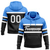 Custom Stitched Black White-Powder Blue Line Sports Pullover Sweatshirt Hoodie