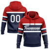 Custom Stitched Navy White-Red Line Sports Pullover Sweatshirt Hoodie