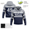 Custom Stitched Navy White-Gray Line Sports Pullover Sweatshirt Hoodie