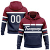 Custom Stitched Navy White-Crimson Line Sports Pullover Sweatshirt Hoodie