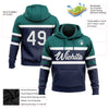 Custom Stitched Navy White-Teal Line Sports Pullover Sweatshirt Hoodie