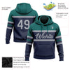 Custom Stitched Navy Gray-Teal Line Sports Pullover Sweatshirt Hoodie