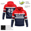 Custom Stitched Navy White-Fire Red Line Sports Pullover Sweatshirt Hoodie