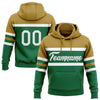 Custom Stitched Kelly Green White-Old Gold Line Sports Pullover Sweatshirt Hoodie