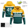 Custom Stitched Teal White-Gold Line Sports Pullover Sweatshirt Hoodie