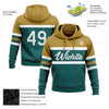 Custom Stitched Teal White-Old Gold Line Sports Pullover Sweatshirt Hoodie