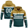 Custom Stitched Midnight Green White-Old Gold Line Sports Pullover Sweatshirt Hoodie