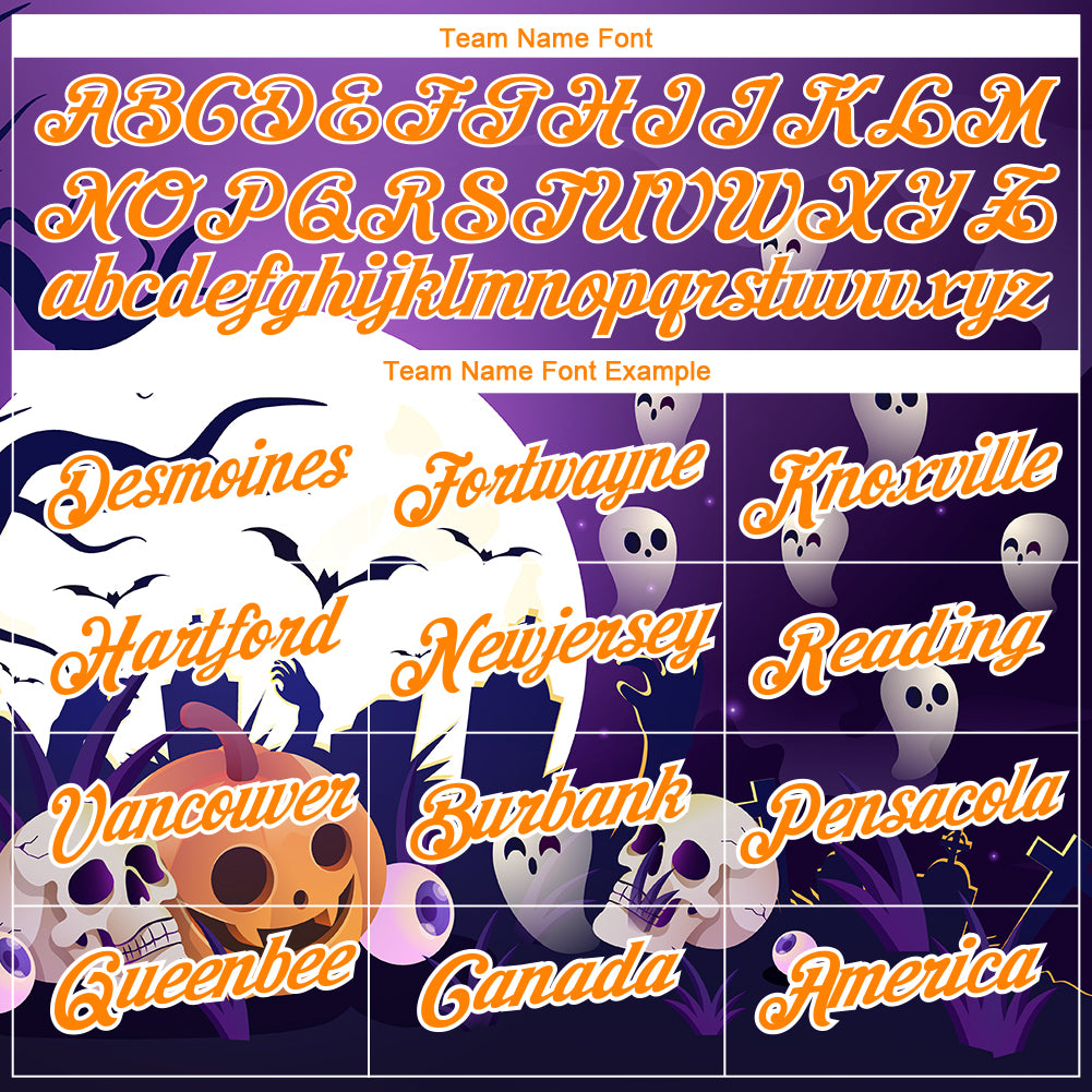 Custom Purple Bay Orange-White 3D Halloween Performance T-Shirt