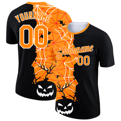 Custom Black Bay Orange-White 3D Halloween Performance T-Shirt