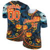 Custom Teal Orange-White 3D Halloween Performance T-Shirt