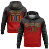 Custom Stitched Black Red-Old Gold 3D Pattern Design Gradient Square Shape Sports Pullover Sweatshirt Hoodie