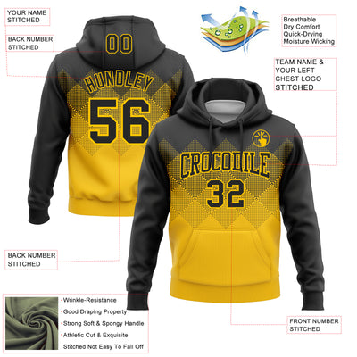 Custom Stitched Black Yellow 3D Pattern Design Gradient Square Shape Sports Pullover Sweatshirt Hoodie