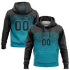 Custom Stitched Black Teal 3D Pattern Design Gradient Square Shape Sports Pullover Sweatshirt Hoodie