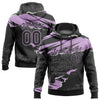 Custom Stitched Black Light Purple 3D Pattern Design Torn Paper Style Sports Pullover Sweatshirt Hoodie