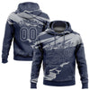 Custom Stitched Navy Gray 3D Pattern Design Torn Paper Style Sports Pullover Sweatshirt Hoodie