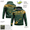 Custom Stitched Green Old Gold 3D Pattern Design Torn Paper Style Sports Pullover Sweatshirt Hoodie