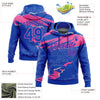 Custom Stitched Thunder Blue Pink 3D Pattern Design Torn Paper Style Sports Pullover Sweatshirt Hoodie