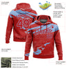 Custom Stitched Red Light Blue 3D Pattern Design Torn Paper Style Sports Pullover Sweatshirt Hoodie