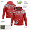 Custom Stitched Red Gray 3D Pattern Design Torn Paper Style Sports Pullover Sweatshirt Hoodie