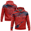 Custom Stitched Red Navy 3D Pattern Design Torn Paper Style Sports Pullover Sweatshirt Hoodie