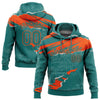 Custom Stitched Teal Orange 3D Pattern Design Torn Paper Style Sports Pullover Sweatshirt Hoodie